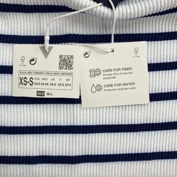 NWT Zara Navy & White Striped Ribbed Tank Bodysuit Sz XS-S - Picture 7 of 12